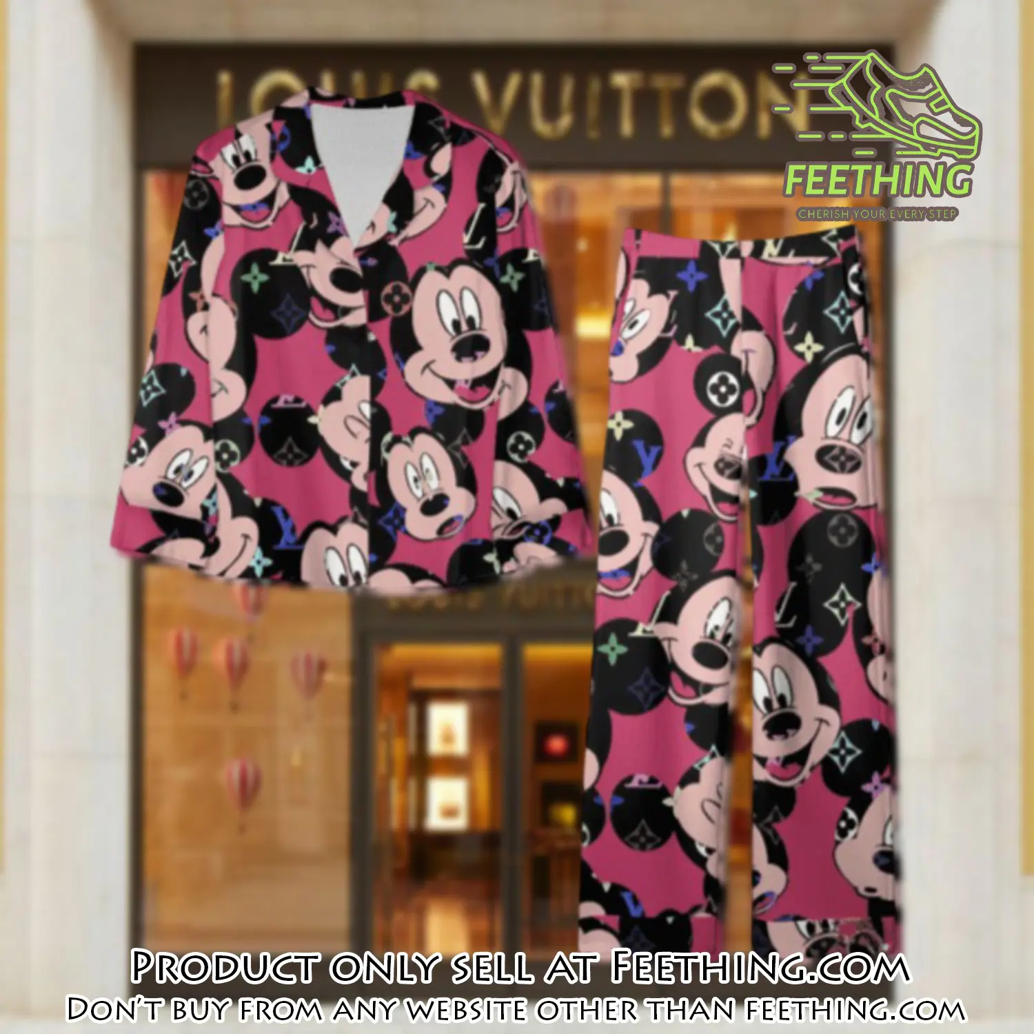 Trending luxury lv satin pajama set pjs1069 ft5900864